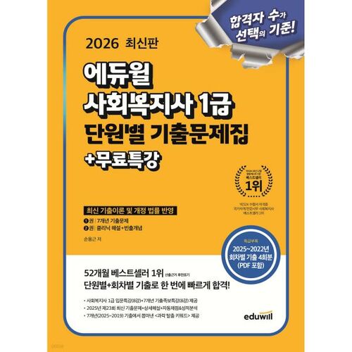 Questions d'examen de niveau 1 pour travailleur social Eduwill 2026, par unité + cours spécial gratuit 